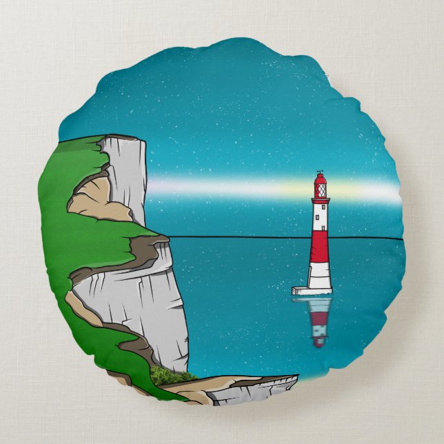 Leuchtturm von Beachy Head Rundes Kissen (Rückseite)