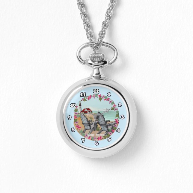 Leuchtturm von Floral Noon Armbanduhr (Vorderseite)