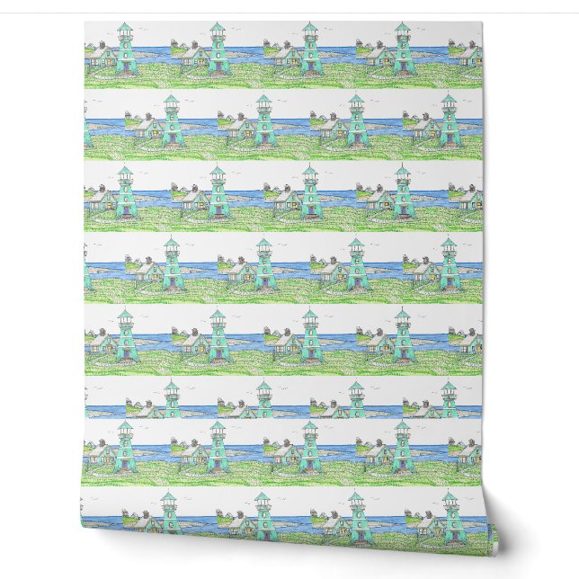 Leuchtturm Wallcover; Turqoise Tapete (Abrollen)