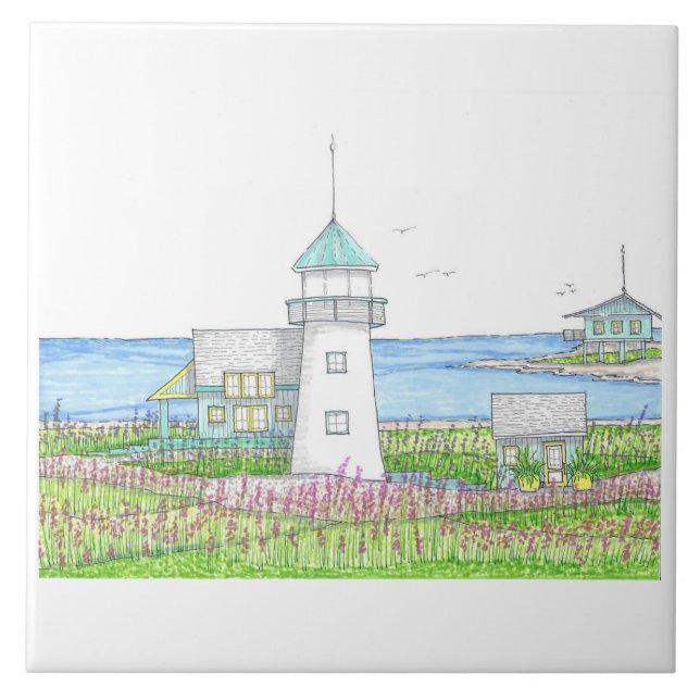 Leuchtturm-Wandfliese Fliese (Vorderseite)