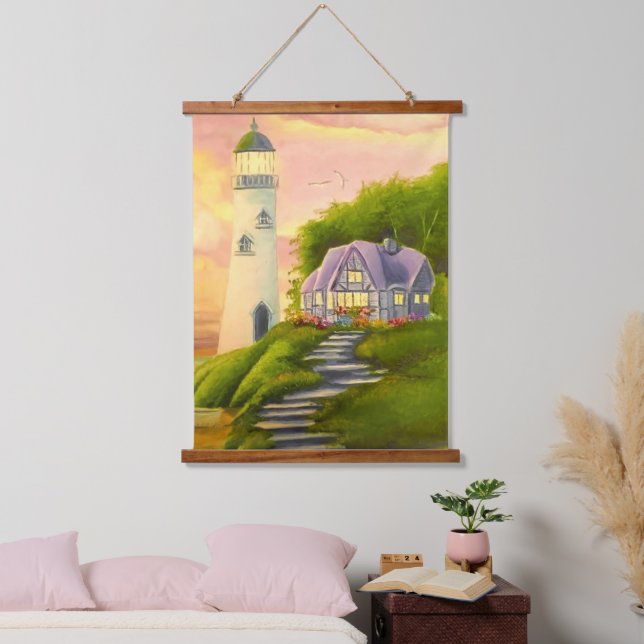 Leuchtturm Wandteppich Mit Holzrahmen (Schlafzimmer)