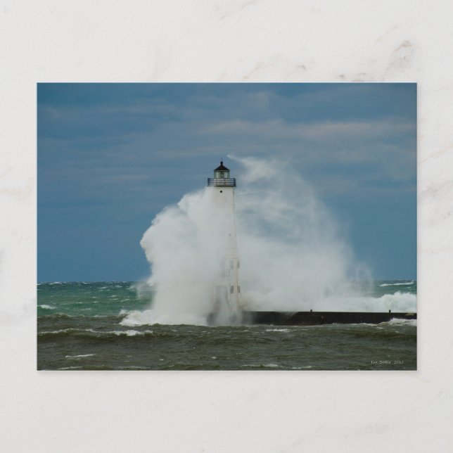 Leuchtturm Wave Postcard Postkarte (Vorderseite)