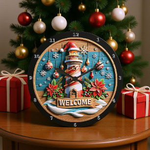 Leuchtturm Weihnachten Große Wanduhr