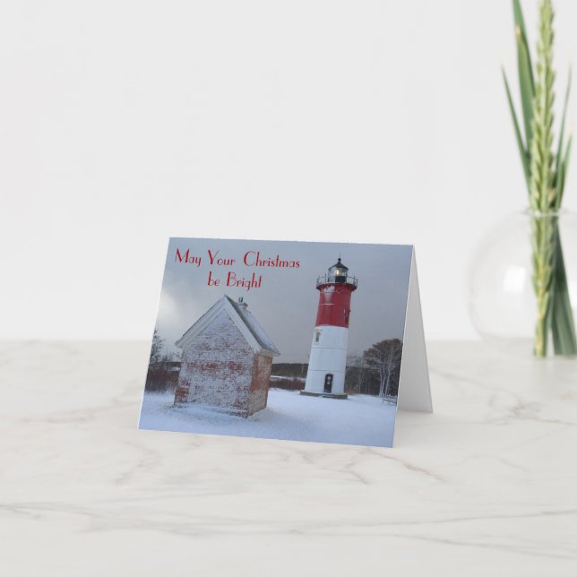 Leuchtturm-Weihnachtskarte Feiertagskarte (Vorderseite)