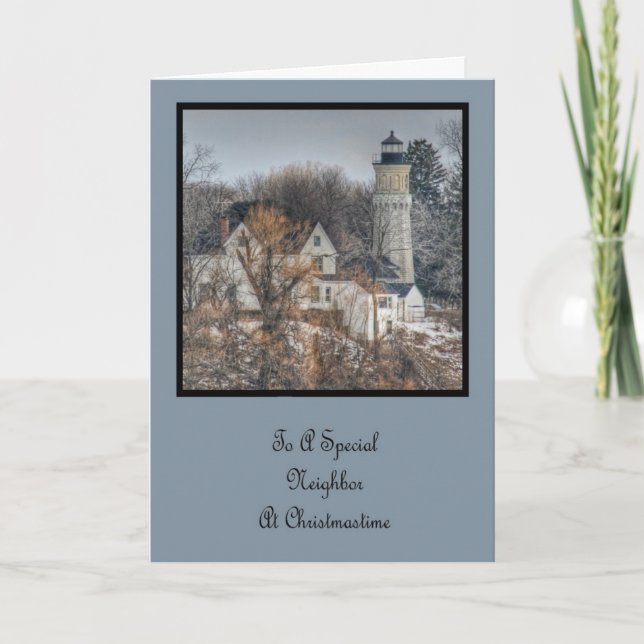 Leuchtturm Weihnachtsnachbarn Feiertagskarte (Vorderseite)