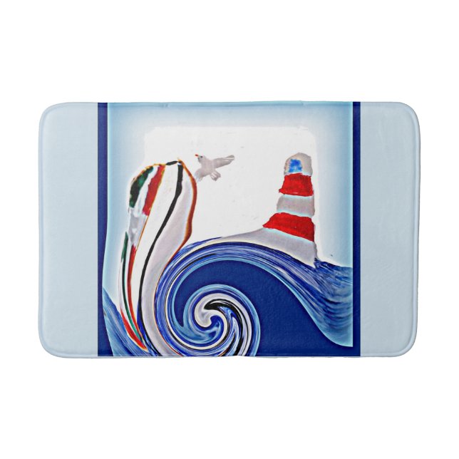 Leuchtturmboot Badematte (Vorderseite)