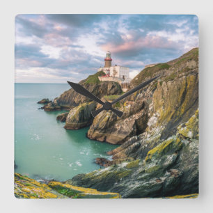 Leuchttürme Baily Lighthouse Dublin, Irland Quadratische Wanduhr