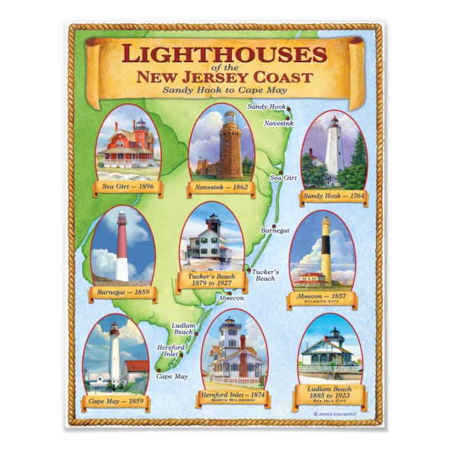 Leuchttürme der New Jersey Coast Fotodruck (Vorne)
