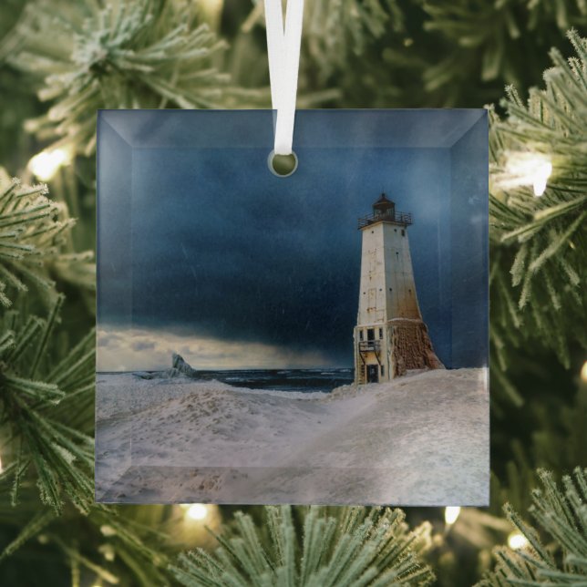 Leuchttürme | Frankfort Lighthouse Lake Michigan Ornament Aus Glas (Insitu)