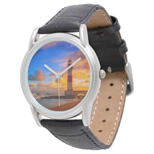 Leuchttürme | Itapuã Brasilien Leuchtturm Armbanduhr (Schrägansicht)
