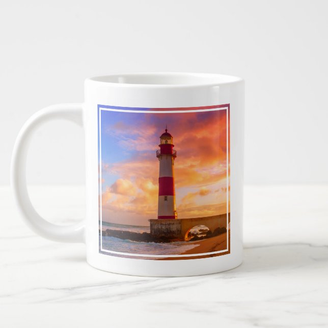 Leuchttürme | Itapuã Lighthouse Bahia Brasilien Jumbo-Tasse (Links)