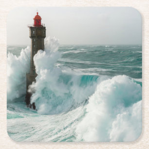 Leuchttürme   Jument Lighthouse Ouessant Frankreic Rechteckiger Pappuntersetzer