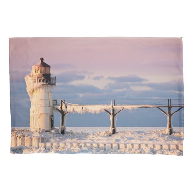 Leuchttürme | Lake Michigan Lighthouse Kissenbezug (Vorderseite)