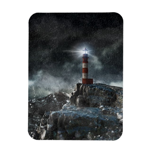 Leuchttürme | Leuchtturm im Sturm Magnet (Vertikal)