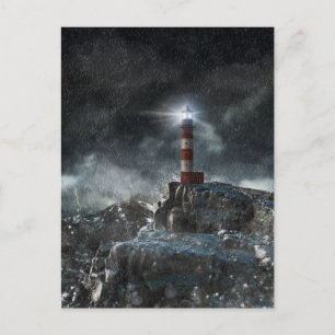 Leuchttürme Leuchtturm im Sturm Postkarte
