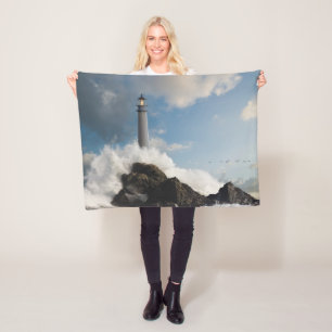 Leuchttürme   Leuchtturm mit Absturzwellen Fleecedecke