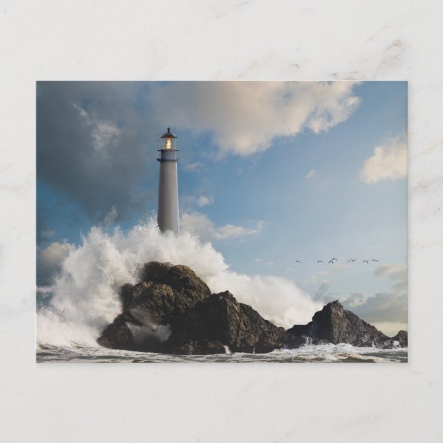 Leuchttürme | Leuchtturm mit Absturzwellen Postkarte (Vorderseite)