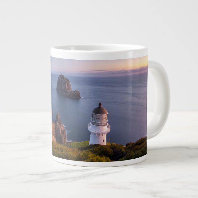 Leuchttürme | Lighthouse Cape Brett Neuseeland Jumbo-Tasse (Vorderseite Rechts)