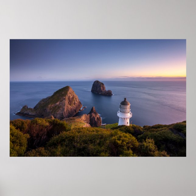 Leuchttürme | Lighthouse Cape Brett Neuseeland Poster (Vorne)
