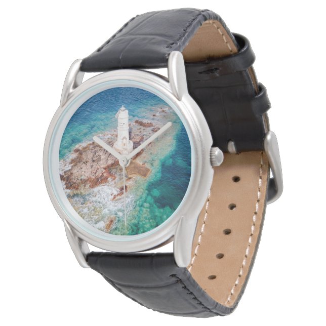 Leuchttürme | Mangiabarche Lighthouse Italien Armbanduhr (Schrägansicht)