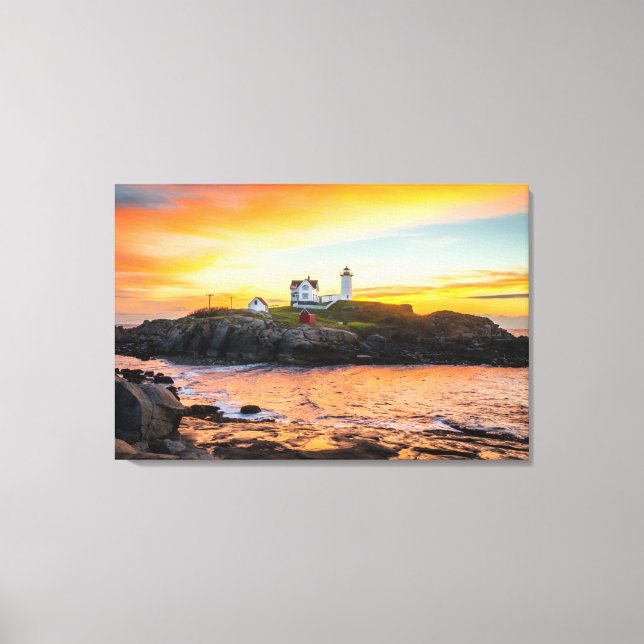 Leuchttürme | Nubble Lighthouse Maine Leinwanddruck (Vorderseite)