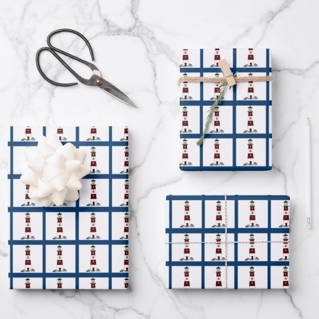 Leuchttürme Papierblätter Geschenkpapier Set (Vorderseite)