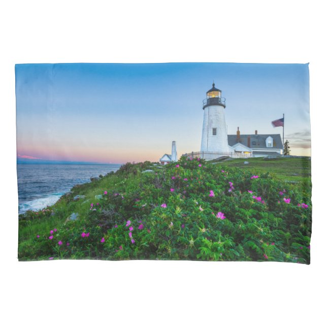 Leuchttürme | Point Lighthouse Bristol Maine Kissenbezug (Vorderseite)