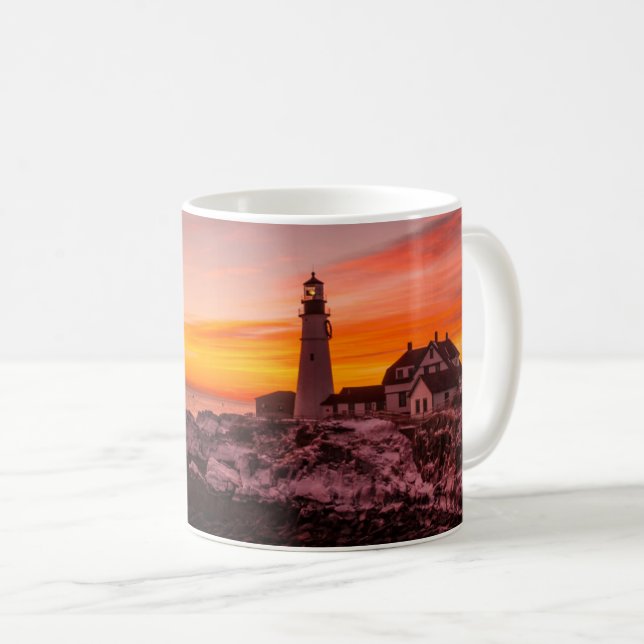 Leuchttürme | Portland Head Cape Elizabeth Maine Kaffeetasse (VorderseiteRechts)
