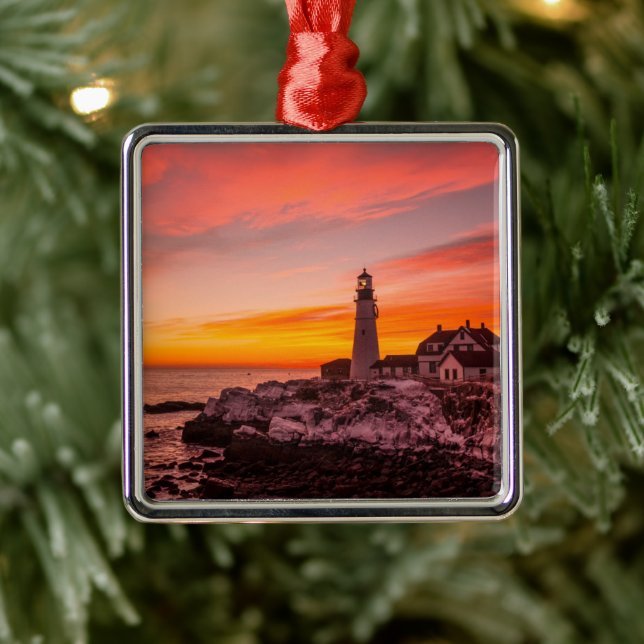 Leuchttürme | Portland Head Cape Elizabeth Maine Ornament Aus Metall (Baum)