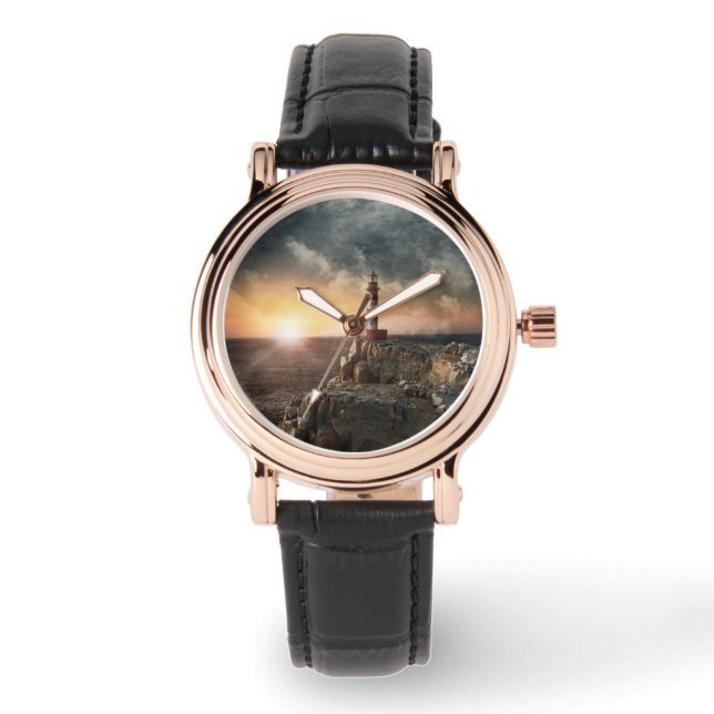 Leuchttürme | Rotweiße Leuchttürme Armbanduhr (Vorderseite)