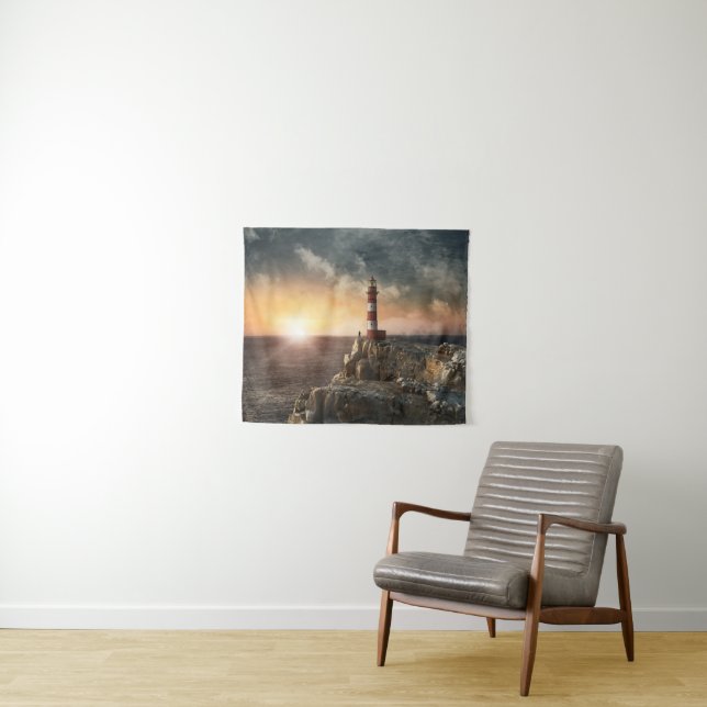 Leuchttürme | Rotweiße Leuchttürme Wandteppich (Beispiel (Horizontal))