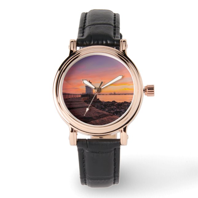 Leuchttürme | Südportland, Maine Armbanduhr (Vorderseite)