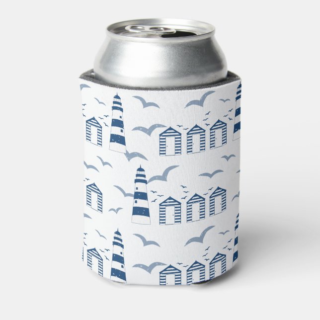 Leuchttürme und Beach Huts Blue White Dosenkühler (Kanne Rückseite)