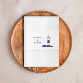 Leuchtturmhochzeit Einladung Bauchband Einladungsbanderole