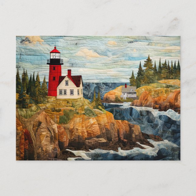 Leuchtturmküstenlandschaft Postkarte (Vorderseite)