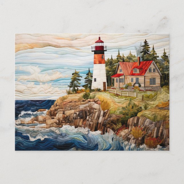 Leuchtturmküstenlandschaft Postkarte (Vorderseite)