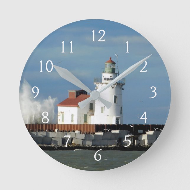 Leuchtturmwelle Runde Wanduhr (Vorderseite)