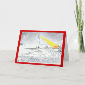 Leuchtturmzeichnen der frohen Weihnachten
