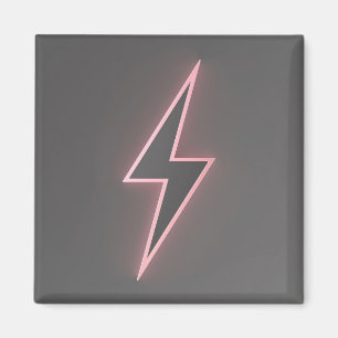 Leuchtzeichen mit leuchtendem rosa Blitz Magnet