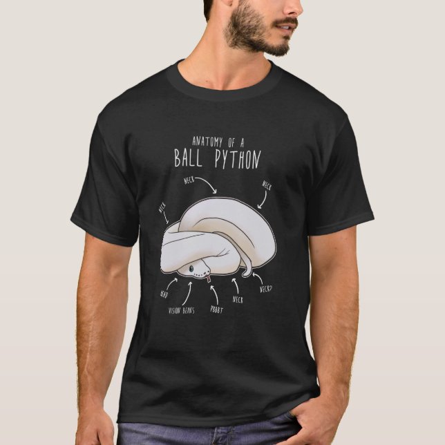 Leucistic Ball Python Anatomie Weiße Schlange Funn T-Shirt (Vorderseite)