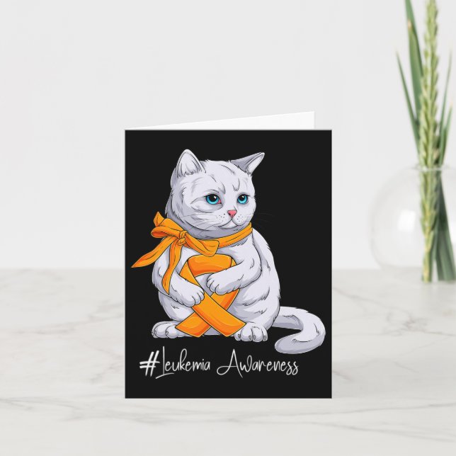 Leukämie Aufklärung Monat Orange Ribbon Katze Karte (Vorderseite)