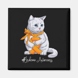 Leukämie Aufklärung Monat Orange Ribbon Katze Magnet