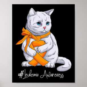 Leukämie Aufklärung Monat Orange Ribbon Katze Poster