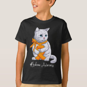 Leukämie Aufklärung Monat Orange Ribbon Katze T-Shirt