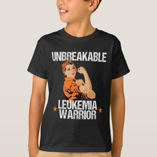 Leukämie Awareness Unzerbrechlich Warrior Orange R T-Shirt (Vorderseite)