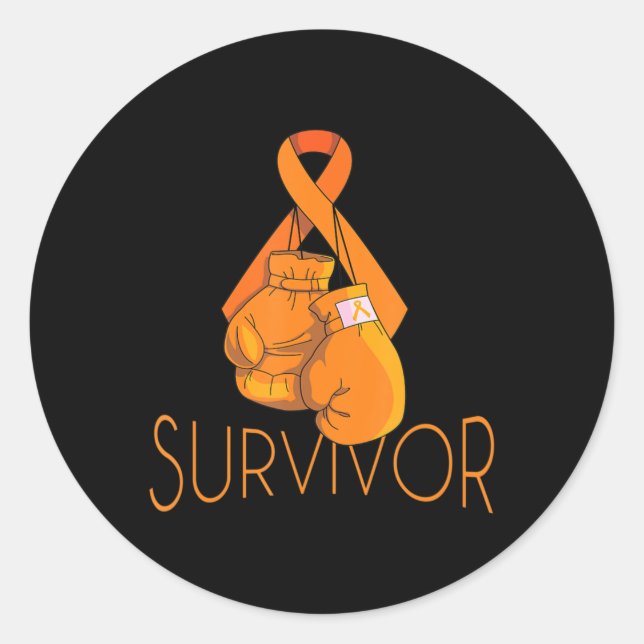 Leukämie Awarvivor Orange Ribbon Boxing G Runder Aufkleber (Vorderseite)