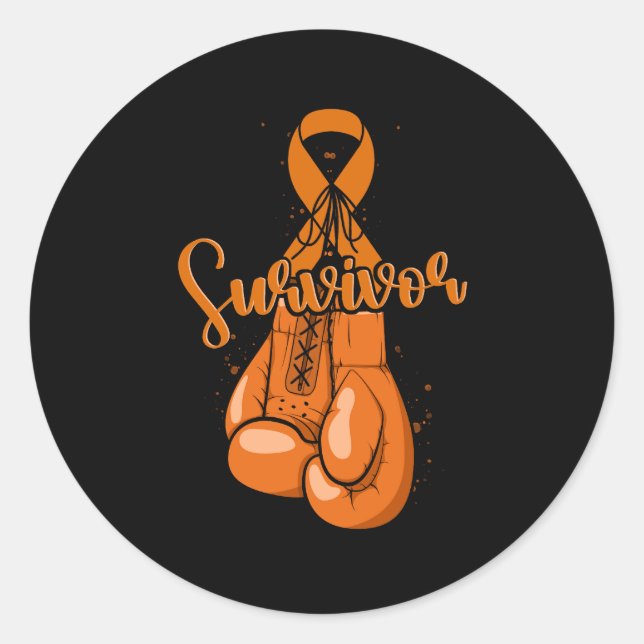 Leukämie Awarvivor Orange Ribbon Boxing G Runder Aufkleber (Vorderseite)