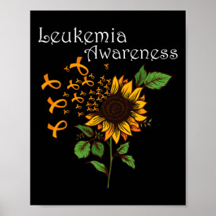 Leukämie Bewusstsein Orangenband mit Sonnenblumen Poster