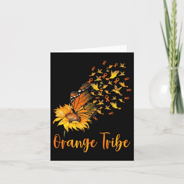 Leukämie Bewusstsein Sonnenblumen Butterfly Orange Karte (Vorderseite)