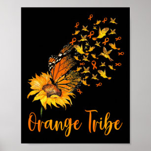 Leukämie Bewusstsein Sonnenblumen Butterfly Orange Poster